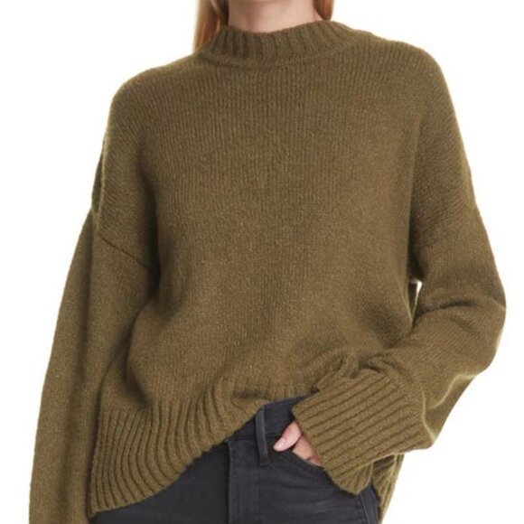 Frame Wool Blend Swingy Mock Neck Sweater In Surplus - Picture 1 of 3